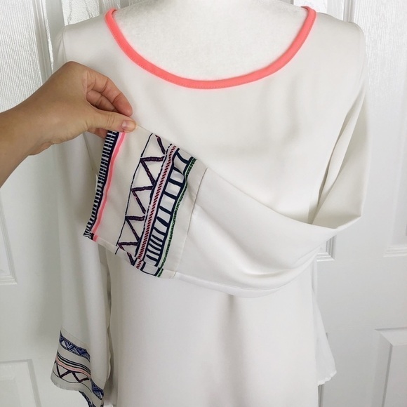 Neon tribal print sheer layered top - Picture 3 of 8